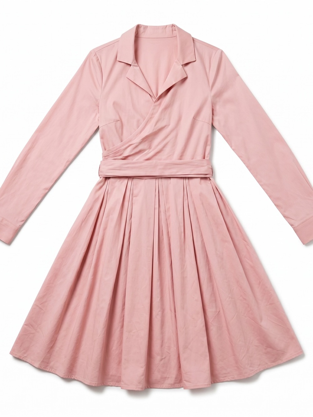 Gal Meets Glam Elisabetta Rose Pink  Surplice Wrap Top Pleated Skirt Dress -14 - Picture 13 of 14